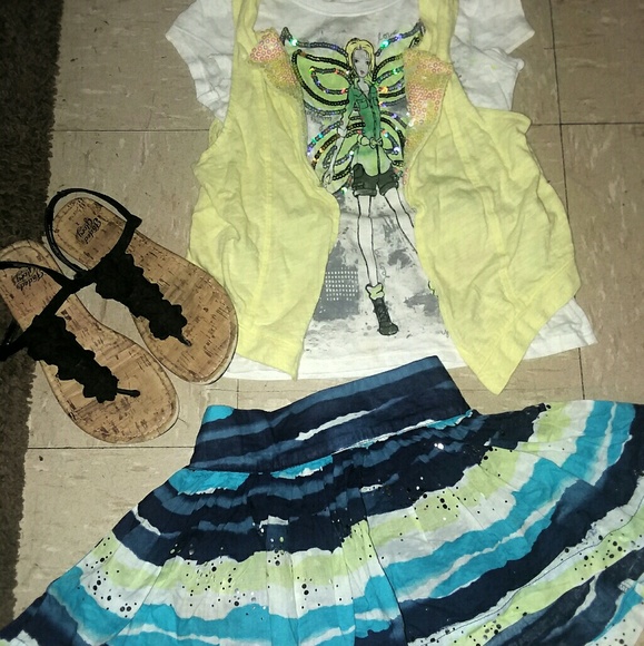 Justice sz 7 matching outfit with cute sandals sz - Picture 1 of 4